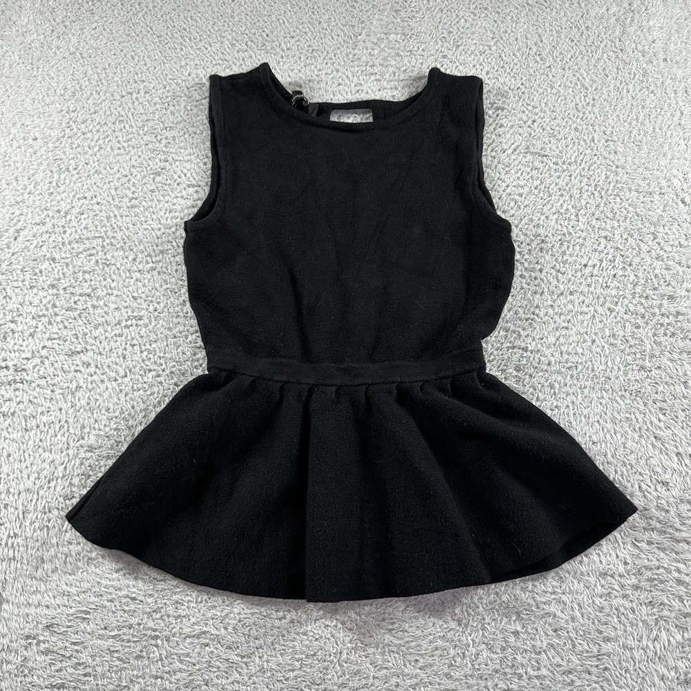Y2K Bebe Sleeveless Sweater Top Womens Small Black Open Back Ruffle‎ Lace Up